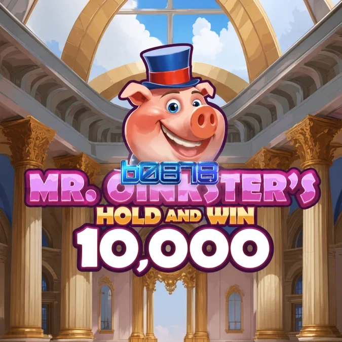 Tampilan visual slot Mr. Oinkster’s Hold & Win 10,000 dengan tema celengan babi yang ceria